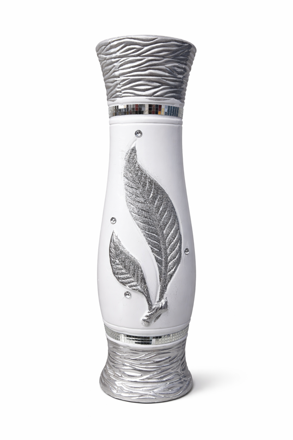 White & Silver Decorative Floor Vase