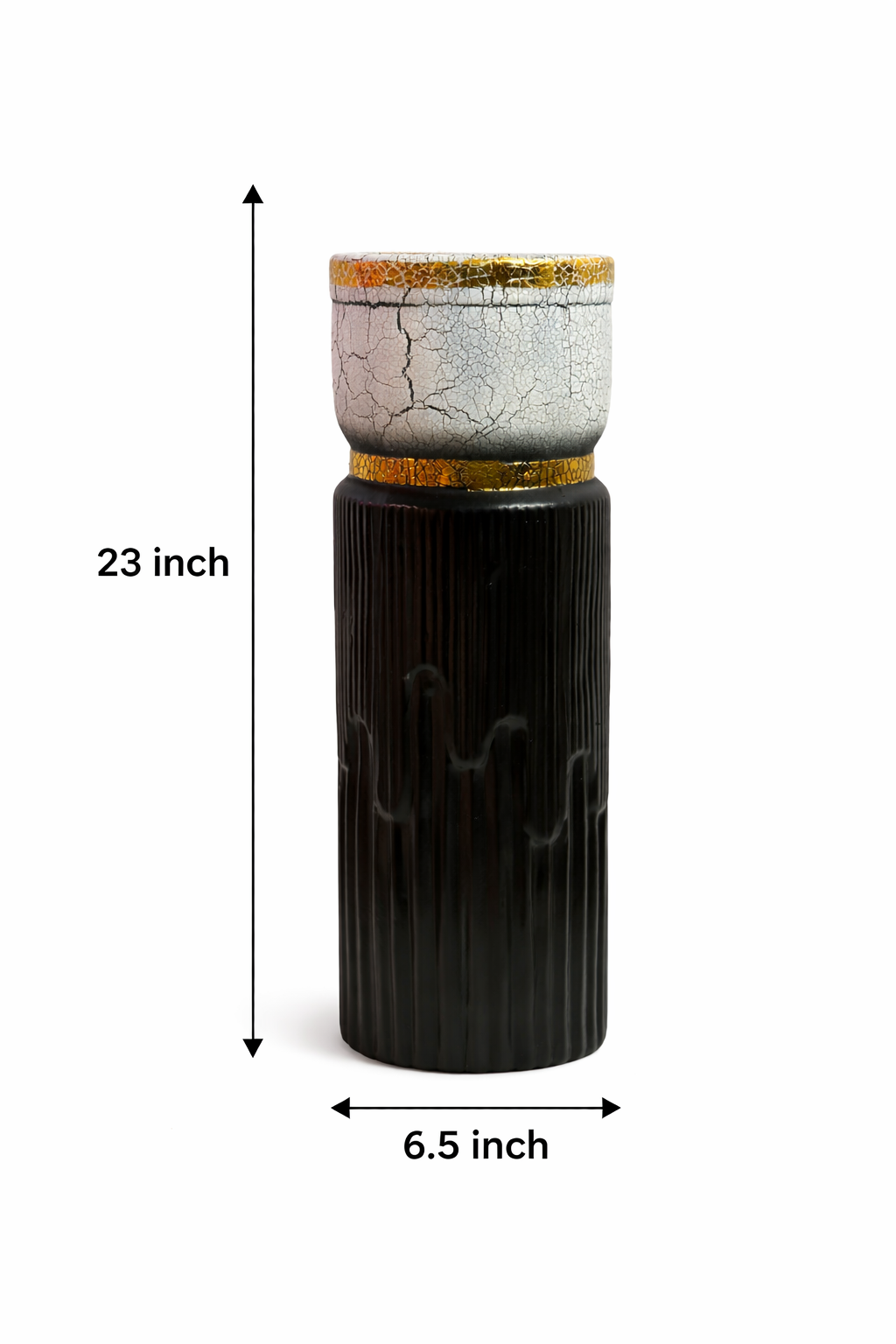 Midnight Noir Gold-Rim Floor Vase 2