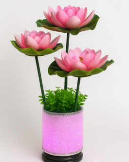 Blush Bloom Radiance – Illuminated Lotus Accent Vase
